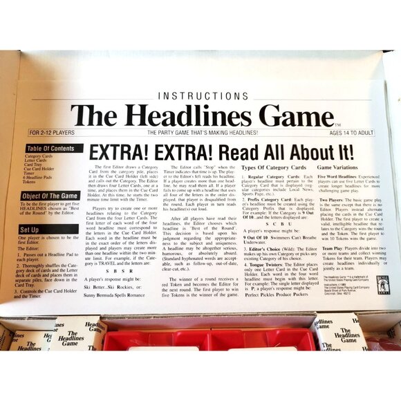 The Headlines Game 1989 Vintage Bicycle Games Party Fun Board Game Funny - Picture 9 of 11